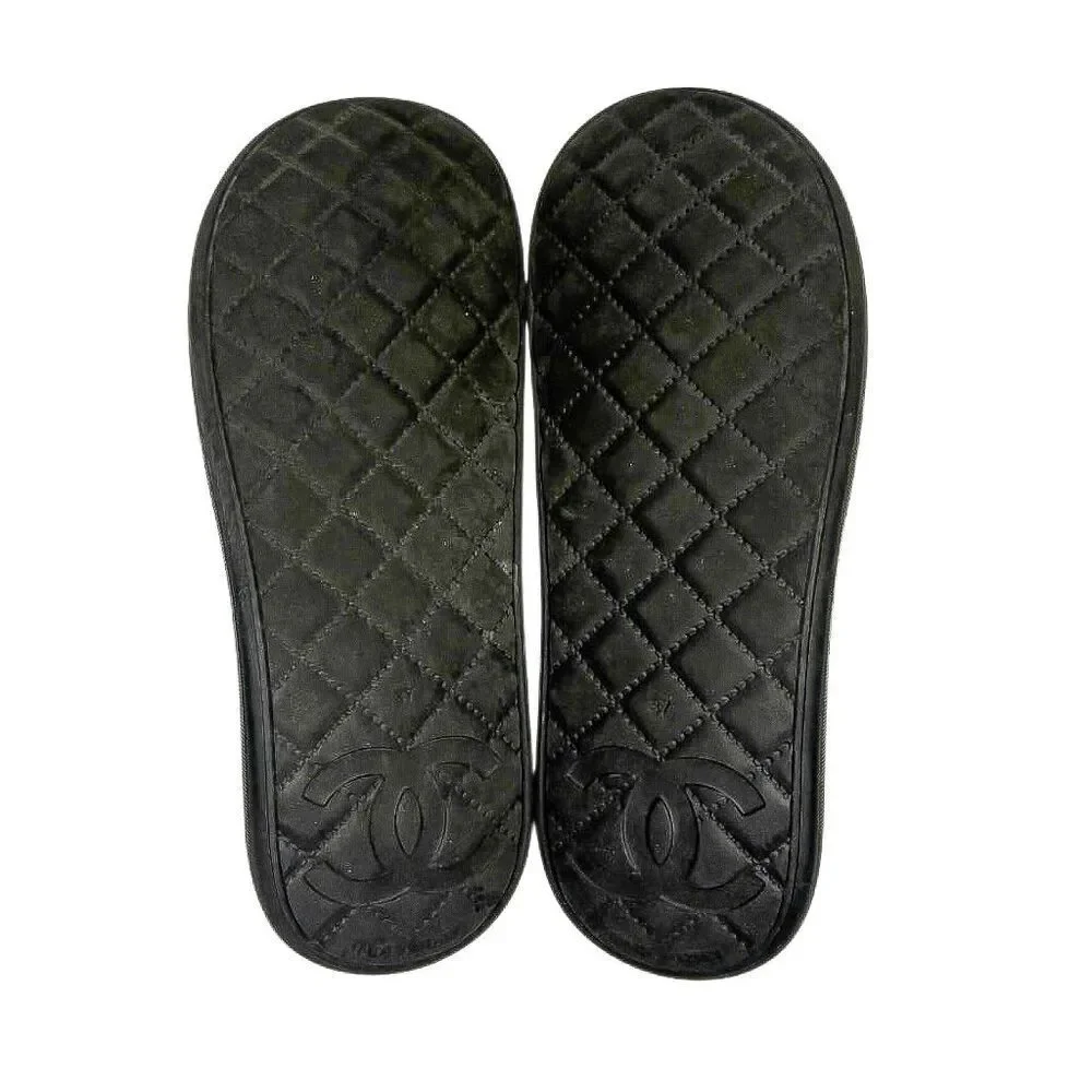 Chanel Camellia CC Mules Black Thermoplastic/PVC Slip on Slides EU 37 US 5.5-6